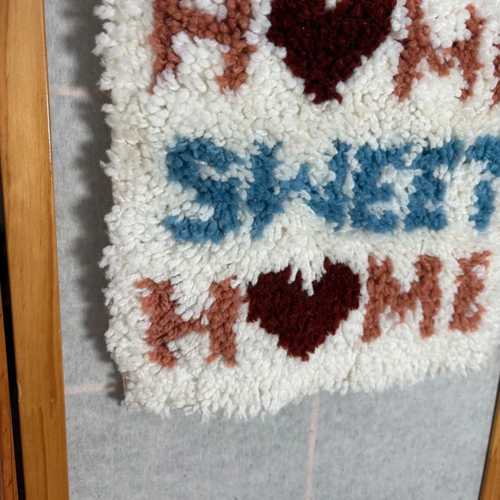 Handmade Home Sweet Home Textile‎ Wall Art Decor Latch Hook Wall Art Vintage